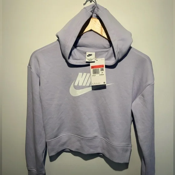 New With Tags Nike Logo lavender and silver girls size L cropped hoodie - Picture 5 of 6